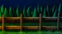 Nature trees night fences forests grass lemmino wallpaper