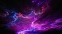 Outer space galaxies gate digital background purple clouds wallpaper