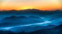 Sunrise blue mountains landscapes nature valleys fog wallpaper