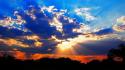 Sunset clouds landscapes nature trees skie sunray wallpaper