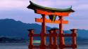 Water japan shrine gate torii itsukushima wallpaper
