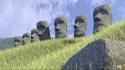 Cgi statues artwork easter island moai 3d wallpaper
