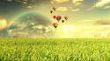 Clouds landscapes nature planets fields hot air balloons wallpaper