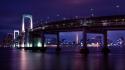 Japan cityscapes city lights tokyo towers rainbow bridge wallpaper
