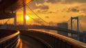 Sunset tokyo bridges rainbow bridge skies wallpaper