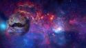 Outer space galaxies earth hipster mustache colors wallpaper