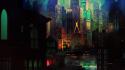 Paintings video games lights artwork supergiant cities transistor wallpaper