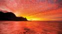 Sunset landscapes nature golden islands oceans kauai beach wallpaper