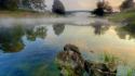 Water steam landscapes nature stones reservoir morning arch wallpaper
