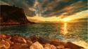 Water sunset ocean clouds landscapes nature cliff wallpaper