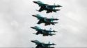 Aircraft aviation su-34 russian air force formation flying wallpaper