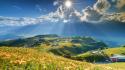 Clouds landscapes sunlight panorama skies sun rays wallpaper