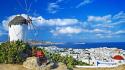 Clouds nature coast cityscapes houses greece wallpaper