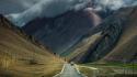 Mountains clouds landscapes nature roads skies wallpaper