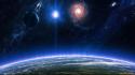 Outer space stars planets fantasy art digital wallpaper
