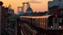 Sunset cityscapes new york city brooklyn wallpaper