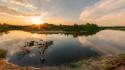 Water sunset landscapes nature forest russia wallpaper