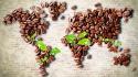 Coffee beans world map wallpaper