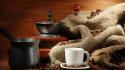 Coffee cups beans wallpaper