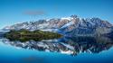 Water blue mountains snow lakes reflections skies wallpaper