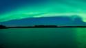 Light aurora borealis lakes multiscreen skyscapes wallpaper