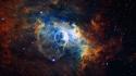 Outer space stars nebulae bubbles blue and orange wallpaper