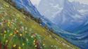 Paintings mountains landscapes flowers wallpaper