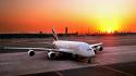 Sunset aircraft dubai airbus a380-800 aviation emirates airlines wallpaper