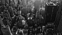 Abstract black and white cityscapes skyscrapers highlights wallpaper
