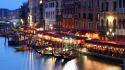 Boats venice italy cafe house evening canal wallpaper