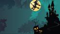 Castles halloween digital art witches vector background wallpaper