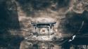 Mountains clouds birds fog lakes birth japanese architecture wallpaper