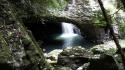 Rocks moss natural bridge waterfalls lagoon cavern wallpaper