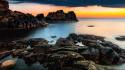 Sunset sweden rocks skies sea wallpaper