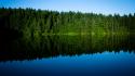 Trees reflections waterscape blue skies wallpaper