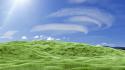 Green grass fields meadows skies pasture bliss wallpaper