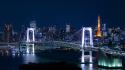 Japan tokyo cityscapes city lights towers rainbow bridge wallpaper