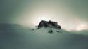 Dark white storm gray houses cabin solitude wallpaper