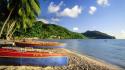 Islands boats palm trees caribbean bing beach wallpaper