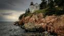 Landscapes trees maine rocks usa lighthouses sea wallpaper