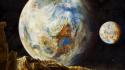 Planets rocks worlds artwork alien landscapes art wallpaper