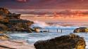 Waves rocks sydney australia sea beach wallpaper