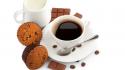 Coffee chocolate food spoons muffins wallpaper