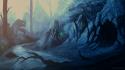 Monsters forests fantasy art creep warriors rivers wallpaper
