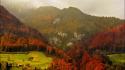 Mountains landscapes trees autumn forests fog wallpaper
