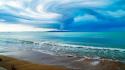Nature coast beach sand waves typhoon sky wallpaper