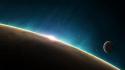 Space lights planets rocks science fiction sci-fi wallpaper