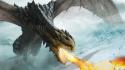 Video games dragons knights fire fantasy art wallpaper