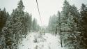 Winter snow trees forests ropeway pine wallpaper