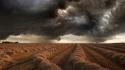 Agriculture black brown dark clouds fields wallpaper